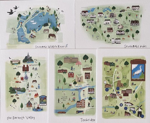 Modern map postcards hand - -,