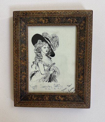 Antique tunbridge ware frame - tunbridge,