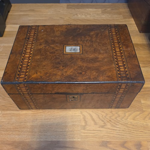 Antique burr walnut writing - antique,