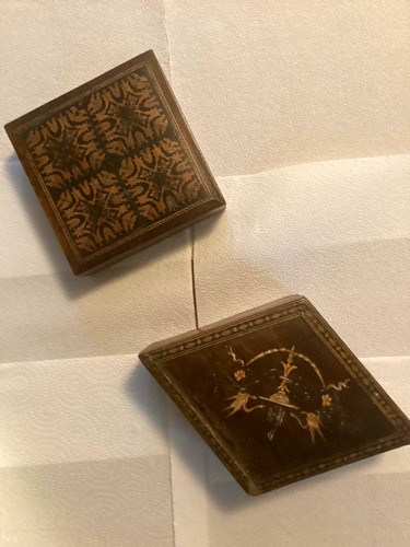 Two tunbridge ware trinket - two,
